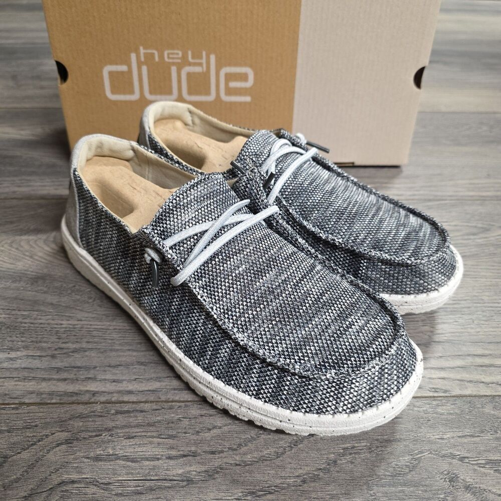 NIB Hey Dude Wendy Sox Dark Gray Women’s Slip On Loafers Shoes Size 6 NEW